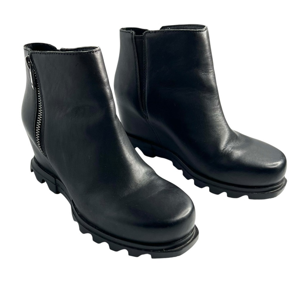 Sorel Joan of Arctic Wedge III Zip Leather Waterproof Boots Black Size 8.5 - Picture 9 of 16